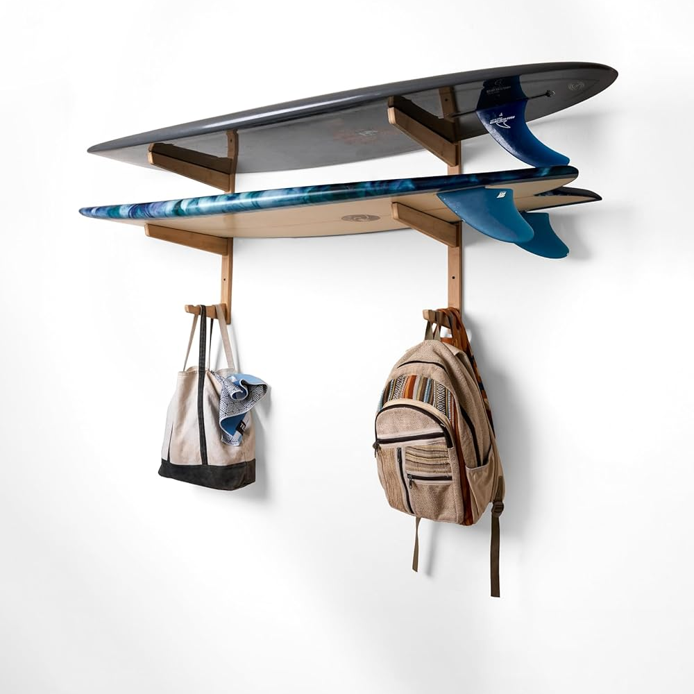 Two Board Wall Rack with Storage Hooks